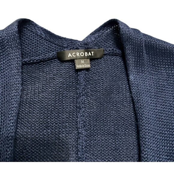 Acrobat Women's Navy Blue Maxi Open Front Cardigan Sweater Size M - Picture 8 of 9